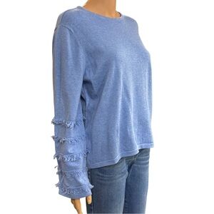 Vineyard Vines Light Blue Fringe Sleeve Cotton Sweater Size XL
